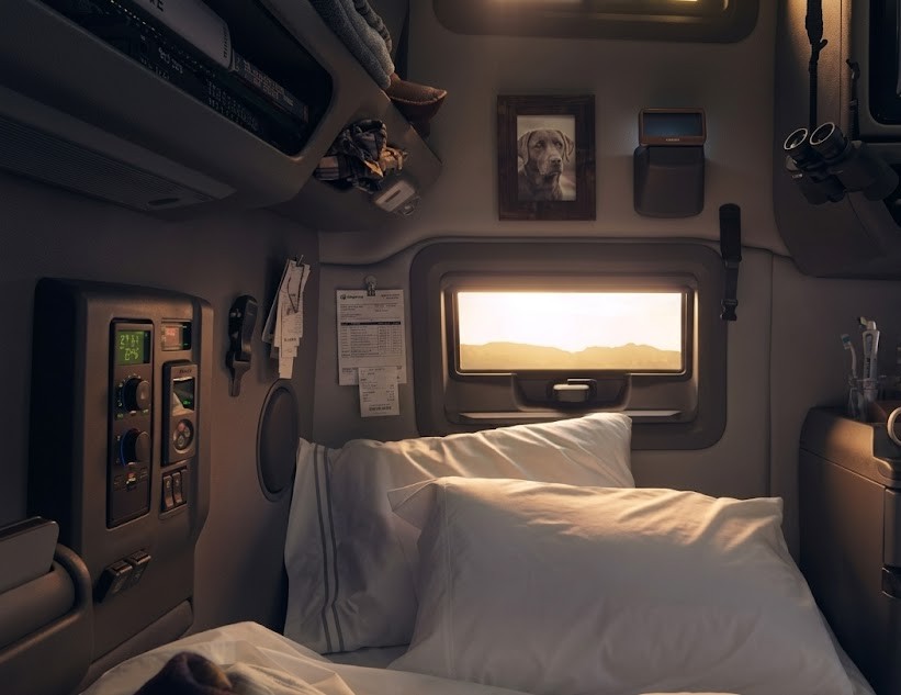 Sleeper cab interior of a TAT Transport truck